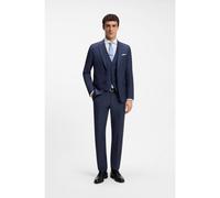 BOSS Traje slim fit con chaleco en sarga de lana virgen - StyleH-Houston-3Pcs-262, 50561836 Azul oscuro 58