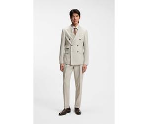 BOSS Traje slim fit de dos piezas en lana virgen estampada - StyleL-Heston-2Pcs-DB-252, 50545408 Beige 52