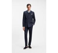 BOSS Traje slim fit de dos piezas en lana y lino a rayas - StyleH-Huge-2pcs-DB-254, 50561830 Azul oscuro 48