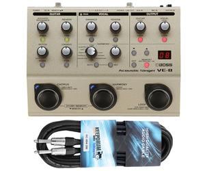 Boss VE-8 Acoustic-Singer - Dispositivo de efectos para cantar y guitarra con cable jack keepdrum