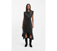 BOSS Vestido con cuello en cascada y falda cruzada - StyleC_Dratty, 50553517 Gris oscuro 36