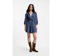 BOSS Vestido cruzado con efecto denim y mangas globo - StyleC_Dardy, 50559071 Azul 38
