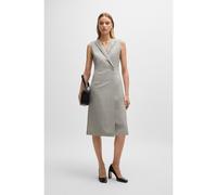 BOSS Vestido cruzado de crepé en lana virgen a cuadros - StyleDimala, 50518425 Gris estampado 34