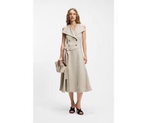 BOSS Vestido cruzado de lino con motivo de espiga - StyleDatrena1, 50558551 Beige claro 36