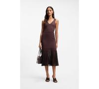 BOSS Vestido de punto de canalé con plisado transparente - StyleFloe, 50557146 Marrón oscuro XXL
