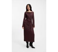 BOSS Vestido maxi de manga larga en punto con lazada en la cintura - StyleC_Erlot_4, 50568970 Rojo oscuro L