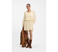 BOSS Vestido relaxed fit de muselina con cuello bordado - StyleC_Dalisa, 50566713 Amarillo claro 40