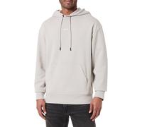 BOSS WeSmallhood Sudadera con capucha de forro polar de algodón con logotipo en contraste, Gris Abierto 070, XXXXL