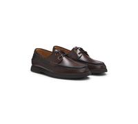 BOSS Zapatos náuticos de cuero con logo en relieve - StyleSienne_Boat_bu, 50570591 Marrón oscuro 42