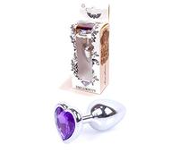 Bossoftoys - 64-00052 - Heart design silver Plug - Silver - Anal - Heart - Purple - length 7 cm - dia 2,7 cm - window colour box