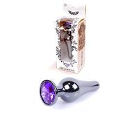 Bossoftoys - 64-00061 - Dark silver Butt Plug - Anal plug with Purple stone - length 9,5 m - dia 3 cm