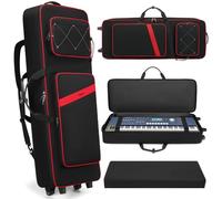 BOSSTIN Funda para teclado de 61 teclas con ruedas, tamaño: 110,5 x 16,5 x 40,6 cm, funda acolchada impermeable para teclado de piano de 61 teclas