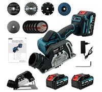 Bostar 21V Mini Sierra Circular y Amoladora 76mm - Motor 19.500 rpm, Profundidad 0-20mm (Placa Base), 2 Baterías 3.0Ah y Kit 11 Accesorios - Compatible con Makita 18V LXT