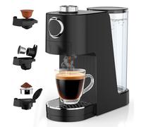 Bostar 3 en 1 Cafetera Capsulas 20 Bares, 7 Niveles Ajustables Cantidad de Agua&Temperatura Cafetera Espresso, 1400ML Depósito Extraíble para Espressos y Cappuccinos, Apagado Automático (Negro)