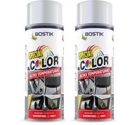 Bostik ALTAS TEMPERATURAS AT800 Blanco, RAL 9003, Spray de Pintura, Acabado Mate, Hasta 800ºC, Seca en 5 Minutos, Alto Poder de Cubrición, Interior y Exterior, Bote 400 ml (Paquete de 2)