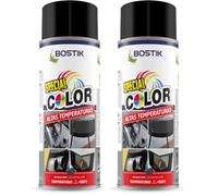 Bostik ALTAS TEMPERATURAS AT800 Negro, RAL 9005, Spray de Pintura, Acabado Mate, Hasta 800ºC, Seca en 5 Minutos, Alto Poder de Cubrición, Interior y Exterior, Bote 400 ml (Paquete de 2)
