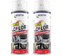 Bostik ALTAS TEMPERATURAS AT800 Transparente, Spray de Pintura, Acabado Mate, Hasta 350ºC, Seca en 5 Minutos, Alto Poder de Cubrición, Interior y Exterior, Bote 400 ml (Paquete de 2)