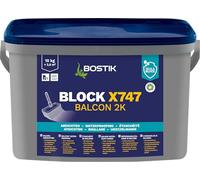 BOSTIK Block X747 Balcon 10 kg - Sellado bicomponente para balcones, terrazas, habitaciones húmedas y piscinas, impermeable y puenteo de grietas, color gris