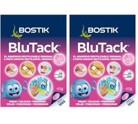 Bostik Blu Tack Original Rosa, Masilla Adhesiva, Moldeable y Reutilizable, Fijación de Objetos, Limpia, Segura y Fácil de Usar, Sustituye Chinchetas y Cintas Adhesivas, Sobre 45 g (Paquete de 2)
