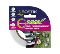 Bostik Cinta de reparación máxima, transparente, ultra fuerte, impermeable, máxima resistencia a la unión, resistente al calor, al agua y a los rayos UV, uso en interiores y exteriores, rollo de 50 mm