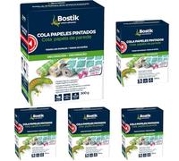 BOSTIK COLA PAPELES PINTADOS Rosa, Cola Papel Pintado Pared, Adhesivo en Polvo para Empapelar, Acabado Final Transparente, Todo Tipo de Papeles, Resistente a la Humedad, Listo para Usar, Caja 300 g