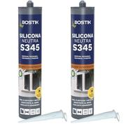 Bostik S345 SILICONA NEUTRA Translúcida, Especial Fachadas, Ventanas y Puertas, Versátil con Fungicida, Flexible, Elasticidad Permanente, Alta Resistencia, Interior y Exterior, Cartucho 280 ml