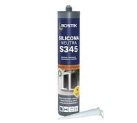 Bostik S345 SILICONA NEUTRA Translúcida, Especial Fachadas, Ventanas y Puertas, Versátil con Fungicida, Flexible, Elasticidad Permanente, Alta Resistencia, Interior y Exterior, Cartucho 280 ml
