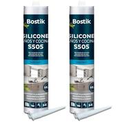 BOSTIK S505 Silicona Baños y Cocinas Blanca, Silicona Universal, Máxima Resistencia al Moho, Compatible con Esmaltes y Lacados, Secado Express, No Ennegrece, Interior y Exterior, Cartucho 280 ml