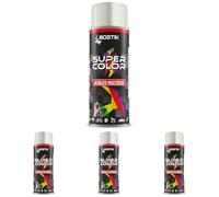 Bostik Super Color Aluminio Blanco RAL 9006 - Pintura en Spray Acrílica para Uso Profesional y Doméstico, Multiusos, Secado Rápido, Acabado Brillante, Interior y Exterior, Bote 400 ml (Paquete de 4)