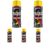 Bostik SUPER COLOR AMARILLO CADMIO RAL 1021, Pintura en Spray Acrílica para Uso Profesional y Doméstico, Multiusos, Secado Rápido, Acabado Brillante, Interior y Exterior, Bote 400 ml (Paquete de 5)