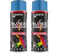 Bostik SUPER COLOR AZUL CLARO RAL 5012, Pintura en Spray Acrílica para Uso Profesional y Doméstico, Multiusos, Secado Rápido, Acabado Brillante, Interior y Exterior, Bote 400 ml (Paquete de 2)