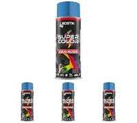 Bostik SUPER COLOR AZUL CLARO RAL 5012, Pintura en Spray Acrílica para Uso Profesional y Doméstico, Multiusos, Secado Rápido, Acabado Brillante, Interior y Exterior, Bote 400 ml (Paquete de 4)