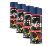 Bostik SUPER COLOR AZUL ZAFIRO RAL 5003, Pintura en Spray Acrílica para Uso Profesional y Doméstico, Multiusos, Secado Rápido, Acabado Brillante, Interior y Exterior, Bote 400 ml (Paquete de 4)