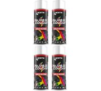 Bostik SUPER COLOR BLANCO SATINADO RAL 9010, Pintura en Spray Acrílica para Uso Profesional y Doméstico, Multiusos, Secado Rápido, Acabado Brillante, Interior y Exterior, Bote 400 ml (Paquete de 4)