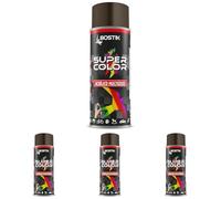 Bostik SUPER COLOR MARRÓN CHOCOLATE RAL 8017, Pintura en Spray Acrílica para Uso Profesional y Doméstico, Multiusos, Secado Rápido, Acabado Brillante, Interior y Exterior, Bote 400 ml (Paquete de 4)