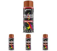 Bostik SUPER COLOR MARRÓN RAL 8004, Pintura en Spray Acrílica para Uso Profesional y Doméstico, Multiusos, Secado Rápido, Acabado Brillante, Interior y Exterior, Bote 400 ml (Paquete de 4)