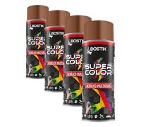 Bostik Super Color Marrón Senale RAL 8002 - Pintura en Spray Acrílica para Uso Profesional y Doméstico, Interior y Exterior, Bote 400 ml (Paquete de 4)