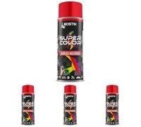 Bostik SUPER COLOR ROJO TRÁFICO RAL 3020, Pintura en Spray Acrílica para Uso Profesional y Doméstico, Multiusos, Secado Rápido, Acabado Brillante, Interior y Exterior, Bote 400 ml (Paquete de 4)
