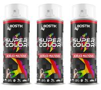 Bostik SUPER COLOR TRANSPARENTE MATE RAL 9005, Pintura en Spray Acrílica para Uso Profesional y Doméstico, Multiusos, Secado Rápido, Interior y Exterior, Bote 400 ml (Paquete de 3)