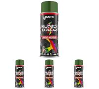 Bostik SUPER COLOR VERDE HOJA RAL 6002, Pintura en Spray Acrílica para Uso Profesional y Doméstico, Multiusos, Secado Rápido, Acabado Brillante, Interior y Exterior, Bote 400 ml (Paquete de 4)