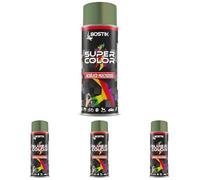 Bostik SUPER COLOR VERDE RAL 6011, Pintura en Spray Acrílica para Uso Profesional y Doméstico, Multiusos, Secado Rápido, Acabado Brillante, Interior y Exterior, Bote 400 ml (Paquete de 4)