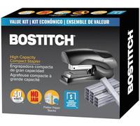 Bostitch Grapadora con grapas, grapadora de pie resistente, negra, capacidad de 40 hojas con 5000 grapas, tamaño pequeño, cabe en la palma de tu mano (B175-BLK -VP)