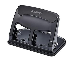 Bostitch Office EZ Squeeze - Perforadora de 40 hojas, 3 agujeros, resistente, color negro