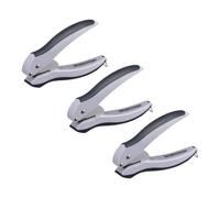 Bostitch Office EZ Squeeze - Perforadora de un agujero, capacidad para 10 hojas, ligera, gris/azul, paquete de 3
