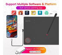 BOSTO T608 Tableta gráfica de Dibujo Digital - Área Activa de 8 x 6 Pulgadas con lápiz óptico sin batería, sensibilidad a la presión de 8192 Niveles, 4 Teclas de Acceso Directo,