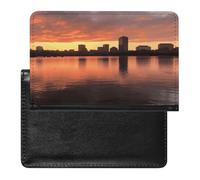 Boston Charles River City Skyline Sunset - Funda tipo cartera de piel sintética para pasaporte, libro de pasaporte para viajes imprescindibles