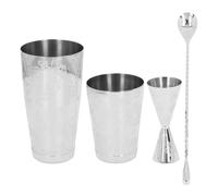 Boston Cocktail Shaker Set, 4Piece Bar ToolsSet, Professional BarSet with Boston Shaker, Double Measuring Cocktail Jigger, Dishwasher Safe, Bartender Kit for Bar (UNA)