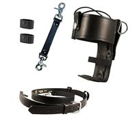 Boston - Correa de Piel para Radio, Correa de Radio/cinturón con 2 Protectores de Cable, Soporte Universal para Radio de Bomberos - 4330374224, Talla única, Negro