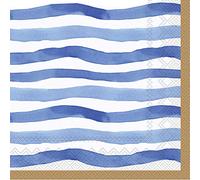 Boston International C009000 - Servilletas de papel para bebidas 5 x 5-Inches Rayas onduladas Azul