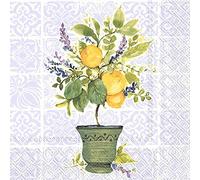 Boston International IHR Servilletas de papel de 3 capas, 20 unidades, tamaño cóctel, árbol de limón